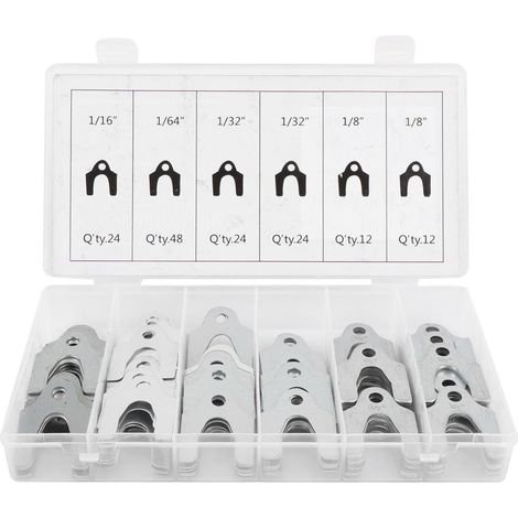 Kit assortimento di spessori autoallineanti per carrozzeria, 144 pezzi, 1/16 di pollice, 1/64 di pollice, 1/32 di pollice, 1/8 di pollice, con scatola per la conservazione.