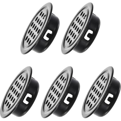 Round Air Vent Grills (for 25mm/0.98" Diameter) 5 Pieces, Stainless Steel Circle Ventilation Grille Ventilation Cover – for Cupboards, Shoe Boxes, Black (1/5)