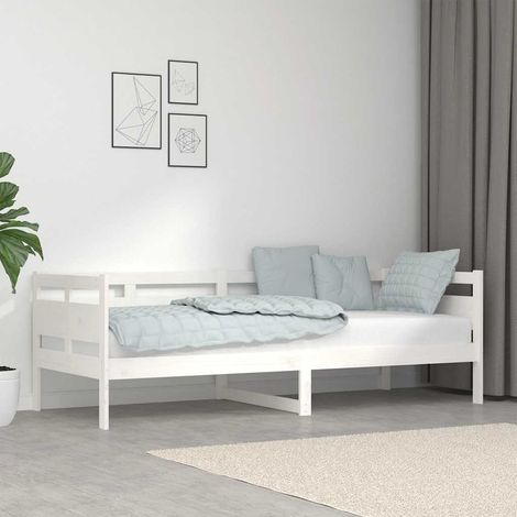 Lit banquette 80 x 200 cm blanc en pin massif avec sommier à lattes - PANGIVO (1/5)