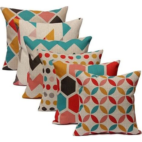 TEMPSA Lot de 6 Housses de coussin géométrique (1/4)