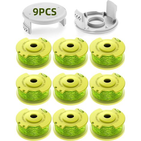 11 Pièces - Bobine Fil Coupe Bordure - Couvercle Protection - Système Auto Feed - Pour Ryobi One&43 18v 24v 40v - Noir - 2.0mm x 340cm
