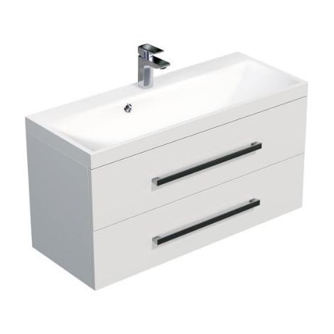 Naturel Badezimmermöbel mit Waschbecken Naturel Cube Way 100x40 cm weiß glänzend (CUBE2100ZBL)