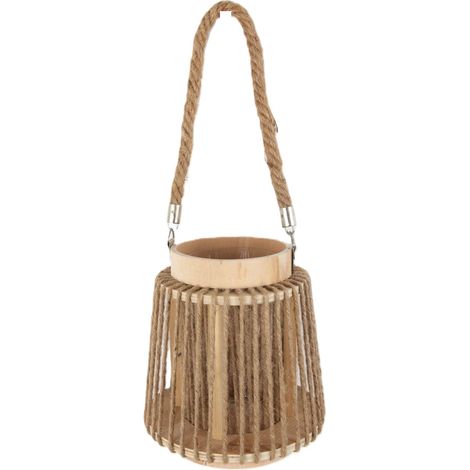 TrendLine Deko-Laterne Holz Ø 17 x 19 cm natur Laterne