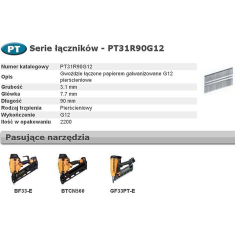 Clavos PT 33` 3,1 x 90mm Ring Galvanizados 2200 Pzas, Bostitch, modelo PT 33, ideales para fijaciones en madera y materiales duros, alta calidad, herramienta profesional confiable