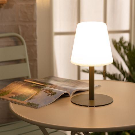Lámpara de Mesa LED Portátil para Exterior Aluminio con Batería Recargable Epinay Verde Caqui