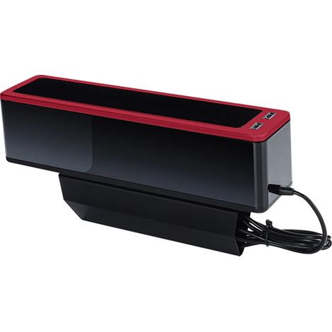 (Rouge) Poches latérales de console pour sièges auto, organisateur de rangement avec 2 ports de charge USB, rangement latéral pour voiture (1/5)