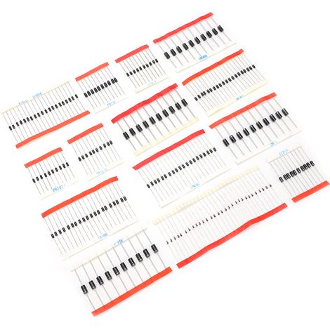 Assortiment de 200 diodes, 14 composants électroniques différents, alliage d'argent, fournitures industrielles (1/5)