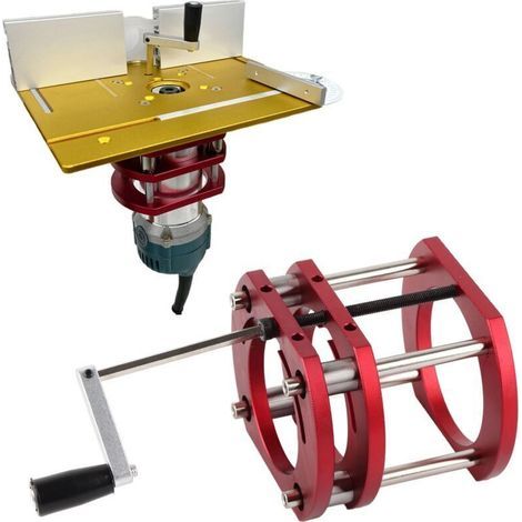 Ascenseur de Routeur, Kit de Système de Levage de Routeur en Métal pour Plaque de Base D'insertion de Scie à Table de Routeur, Serrage à 4 Mâchoires (1/4)