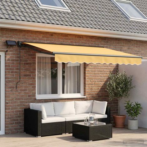 Store banne manuel avec LED semi-coffre pour terrasse et jardin polyester sable 3,5 x 2 m - PANGIVO (1/5)