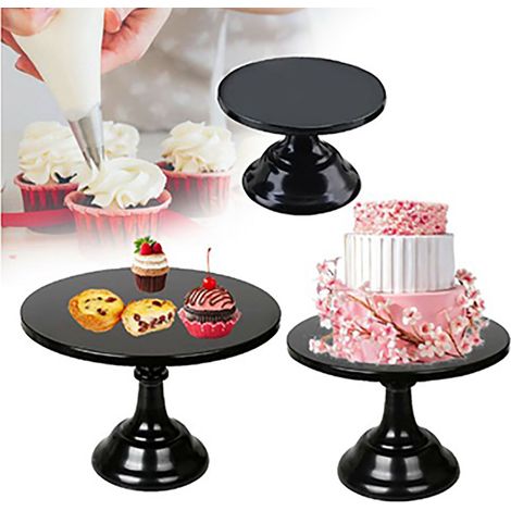 Présentoir à gâteaux en métal de style européen, plateau à desserts pour salon de thé, accessoire de mariage, ornement pour plateau à gâteaux de fête, taille moyenne, noir. (1/4)