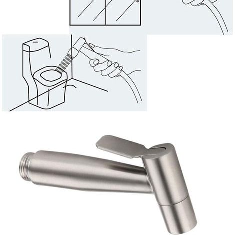 Bidé de inodoro premium - Accesorios de baño - Ducha de inodoro - Dispositivo de descarga de inodoro - Cabezal de ducha de mano - Cabezal de ducha de mano específico para inodoro - Plateado (1/5)