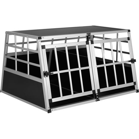 CADOCA® Hundetransportbox Aluminium Hundebox Kofferraum robust verschließbar trapezförmig Reisebox Autobox Tiertransportbox Hundetransportbox XL
