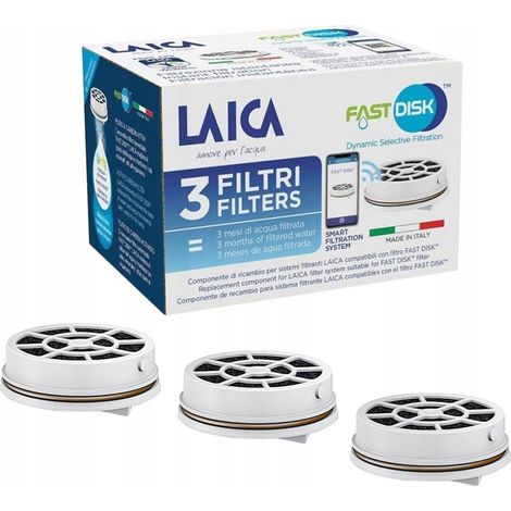 Laica Fast Disk Wasserfilter, 3 Stück Filterkartuschen für Filterflaschen und Karaffen (1/5)