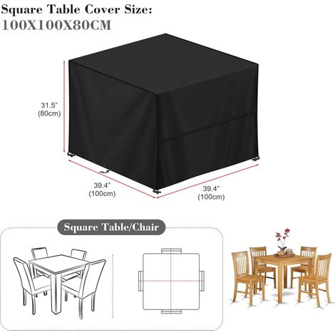 Housse de Protection Tavolo Jardin Extérieur 210D Oxford Imperméable Carrée 100x100x85cm-AUTRES (1/4)
