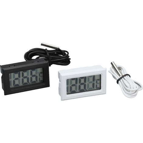Stück elektronisches digitales Thermometer-Thermostat-Temperaturmessgerät mit 2-Sekunden-Aktualisierung und Sonde (Schwarz Weiß)