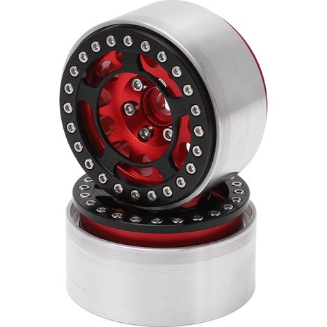 2 pièces moyeu de roue en alliage d'aluminium, haute résistance à l'usure, usiné CNC, 1.9 pouce, pour voiture radiocommandée, rouge (1/5)