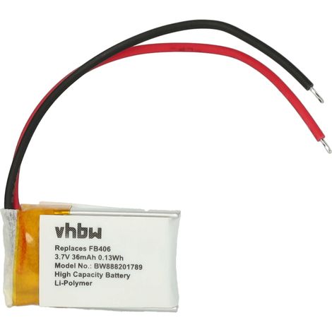 vhbw Batterie remplacement pour Fitbit FB406 pour smartwatch montre connectée bracelet fitness (36mAh, 3,7V, Li-polymère) + outils