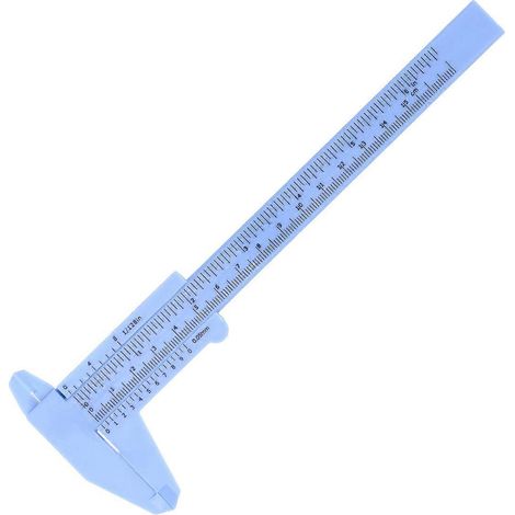 150 mm 0,5 mm Mini-Messschieber, metrisch, tragbarer Schiebe-Taschenmessschieber aus Kunststoff, Messwerkzeug (Blau)-Blue (1/2)