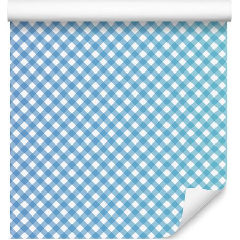 Papier peint à carreaux bleu azur et céladon pour salon et chambre 50x1000 cm (1/5)