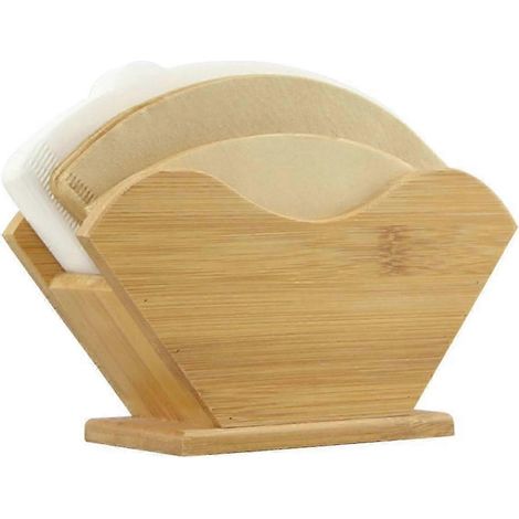 Porte-filtres à café en bambou, support distributeur renouvelable pour filtres en papier à infusion manuelle (carrés, coniques et plats) 2025 (1/5)