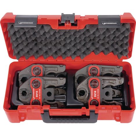 Rothenberger – Jeu de mâchoires à sertir Standard M15-18-22-28 – Pour pressage de raccords Ø 28 mm en cuivre, acier et inox – Coffret inclus