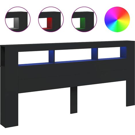 Maison Exclusive - Cabecero con LED madera de ingeniería negro 22