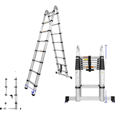 Échelle télescopique, 15 marches, hauteur extensible (1/2)