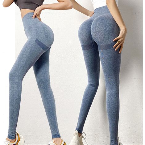 Leggings de Fitness Femme Taille Haute - Yoga, Course à Pied, Entraînement - Couleur Bleu Taille M (1/5)