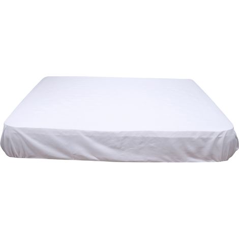1 Protège-matelas, polyester blanc, cordons élastiques, Queen Size 150x200cm, chambre à coucher(Q3 : Nouveaux produits pour le mois d'août) (1/5)
