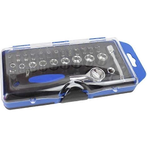 Ensemble de 38 outils combinés : clés à cliquet, douilles, tournevis et tournevis électrique. (1/5)