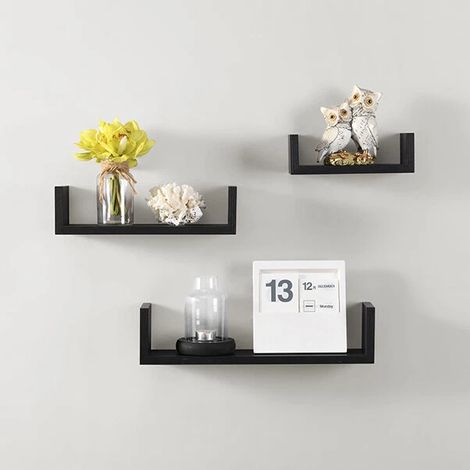 Set of 3 U Shape Floating Wall Shelf Storage Display (1/2)
