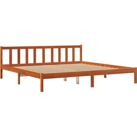 Massivholzbett ohne Matratze Wachsbraun 200x200 Kiefernholz vidaXL