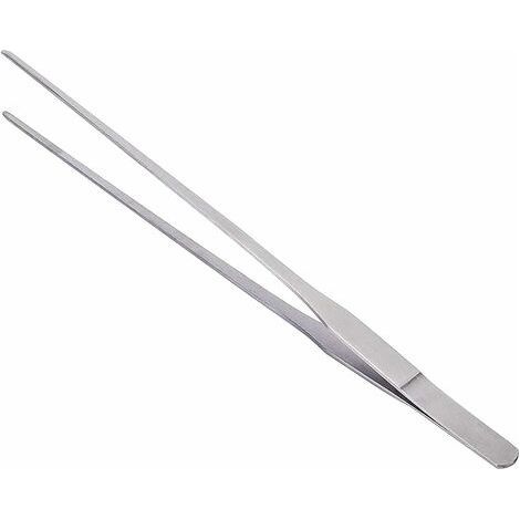 2 Paires de pinces en acier inoxydable 27cm longues droites / incurvées avec une extrémité dentelée de précision pour l'aquascaping, le jardinage, la cuisine, le travail industriel (1/4)