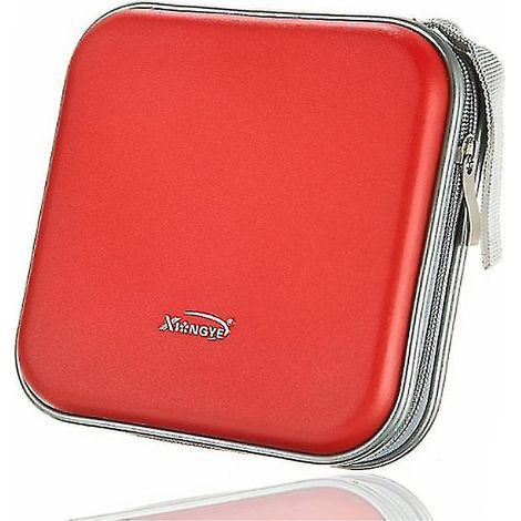Étui de rangement pour CD/DVD en plastique rouge (1/3)