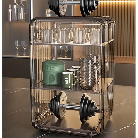 Porte-gobelets de bureau en acrylique, anti-poussière, adapté à une utilisation domestique dans le salon et la cuisine, étagère de rangement à plusieurs niveaux pour les collations, petit meuble, gran (1/5)