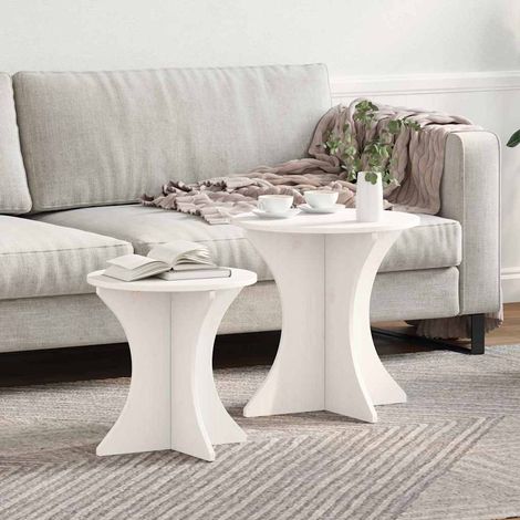 Couchtisch 2 pcs Weiß Massivholz Kiefer