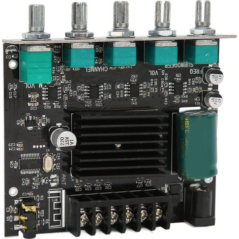 ZK-MT21 2.1 Carte D'amplificateur Bluetooth 5.0 Canals, Module D'ampli Subwoofer 50W X2 + 100W avec des Enceintes de Bricolage - DC 12V-24V Récepteur Audio Stéréo DC 12V-24V (1/5)