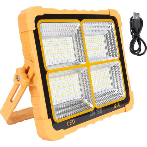Faro da lavoro a LED solare portatile Crezuo, 200W, 7000mAh, 15000LM, 288 LED, 4 modalità, IP65, ricaricabile, luce di emergenza-Crezuo