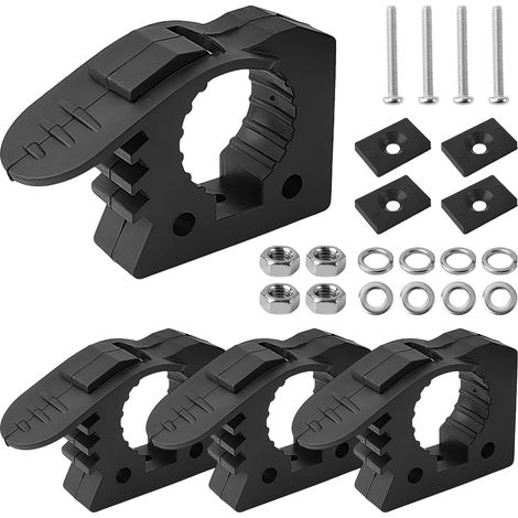 4 Pièces Ensemble de Colliers de Serrage à Installation Rapide, Réglable de 28-38 mm, Collier de Serrage en Caoutchouc, Adapté Tout-Terrain, L'industrie, Etc (noir) (1/5)