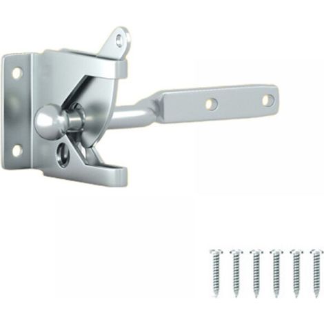 Serrure de porte, pêne autobloquant, pour clôtures en bois, jardins, abris de jardin, argent (144 mm) (1/5)