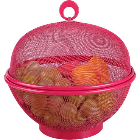 Grande corbeille à fruits en maille avec couvercle, anti-mouches, facile à nettoyer, compatible lave-vaisselle, avec couvercle. (1/5)