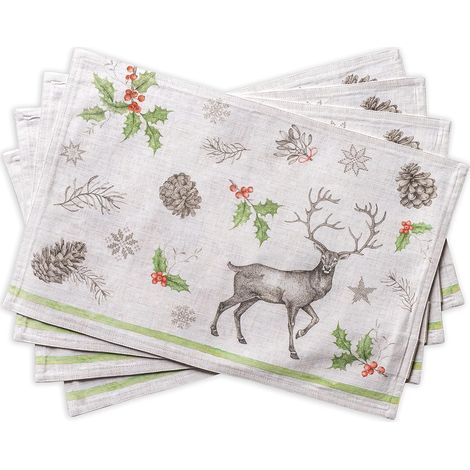 Maison d'Hermine Tovagliette Natalizie Cotone 4 Pezzi 33x48 cm (1/5)