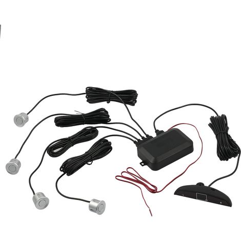 AUTOUTLET Radar de Recul Voiture Auto Capteur de Recul Voiture, Système Parcage avec Buzzer Alarme et 4 Capteurs Affichage LED, Car Parking Sensors,Silver (1/5)