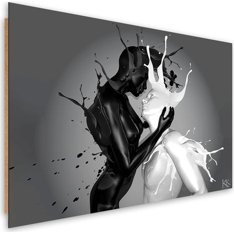 Quadro deco panel, Amore per la coppia di astrazione di caffਠe latte - 120x80 (1/5)