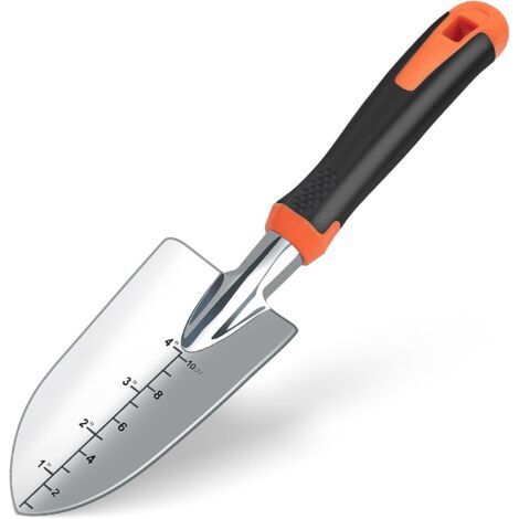 Small Gardening Shovel, Hand Gardening Tools, Garden Shovel with Ergonomic Handle Garden Tools for Planting, Transplanting, Weeding, Loosening Soil (Orange-A) (1/4)