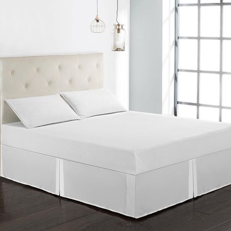 La Jupe Plissée De Lit D'hôtel De Couleur Unie Plisse Et Se Décolore WhiteKing Résistant (1/5)
