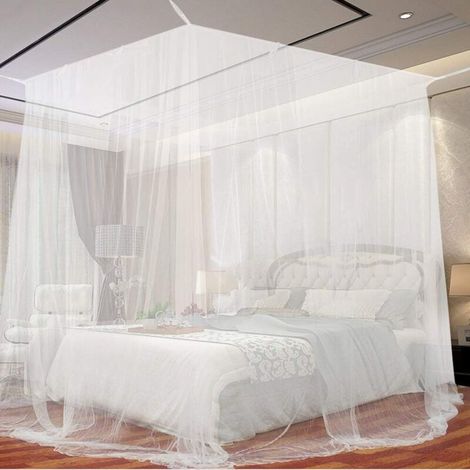 Moustiquaire, Moustiquaire de lit Grand Moustiquaire en Polyester pour Lits Simples et Doubles, Moustiquaire Baldaquin Intérieur et Extérieur - Blanc (1/5)
