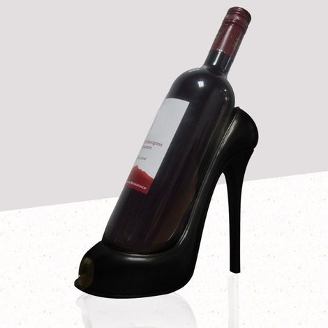 Support Pour Verres À Vin - Forme Talon Haut - En Résine - Pour Cuisine Salle À Manger Bar - 22 x 10 x 19 cm - Noir - 1 Pièce (1/2)