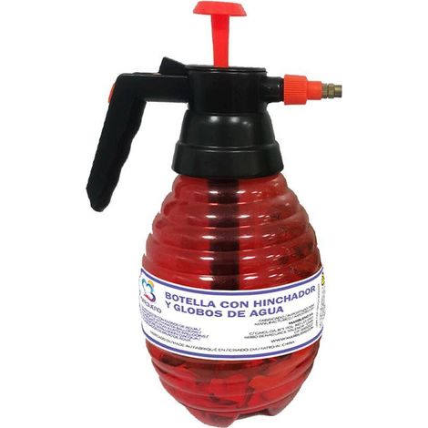 Marbueno Botella con Hinchador de Globos de Agua 200 globos rojo