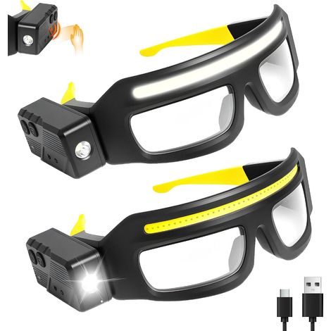 LED-Brille, 1 Stück, wiederaufladbare Stirnbrille mit Bewegungssensor und Touch-Steuerung, 5 Modi, USB-C-Beleuchtungsbrille für Laufen, Camping, Angeln, Radfahren, Wandern, Hände (1/5)